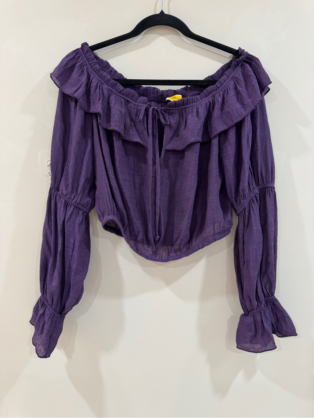 Purple Romantic Ruffle Poet Blouse Peasant Top Slit Sleeves Size L Whimsigoth